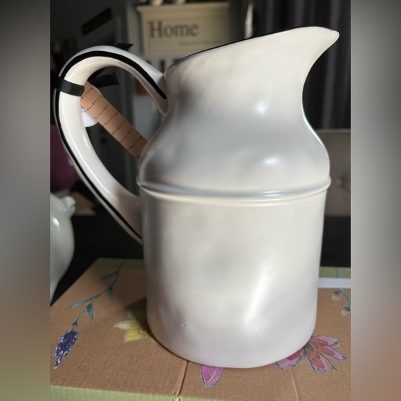 Rae Dunn Cream Ceramic Pitcher with 'ENJOY' Text - Picture 3 of 4